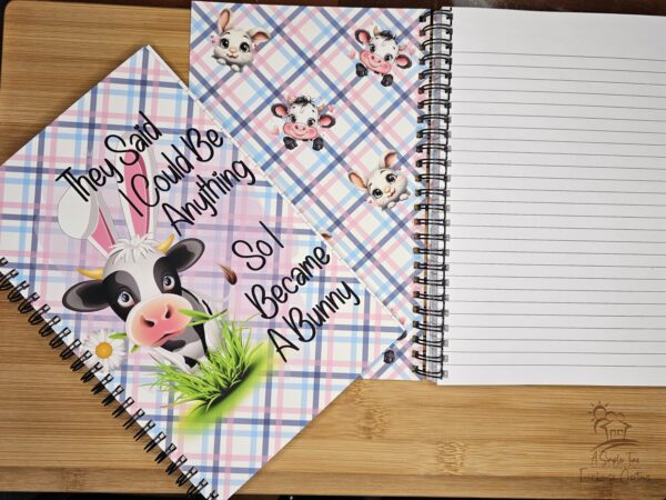 FarmhouseCreations.Store Cow Bunny Notebook