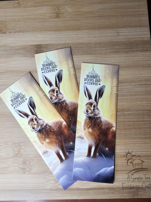 FarmhouseCreations.Store Bunnies, Books and Coffee Bookmark