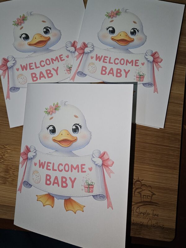 FarmhouseCreations.Store Welcome Baby - Duck Card