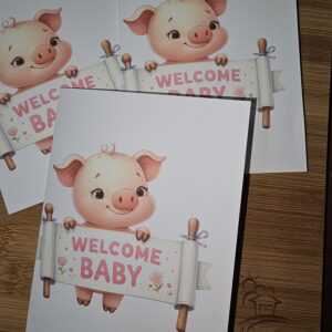 FarmhouseCreations.Store Welcome Baby - Pig Card