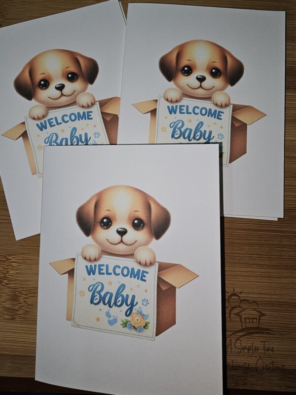 FarmhouseCreations.Store Welcome Baby - Puppy Card