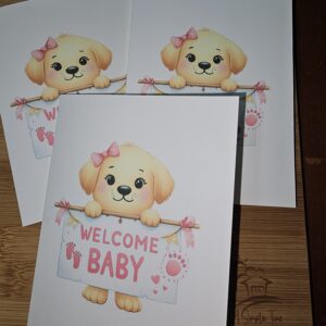 FarmhouseCreations.Store Welcome Baby - Puppy Card
