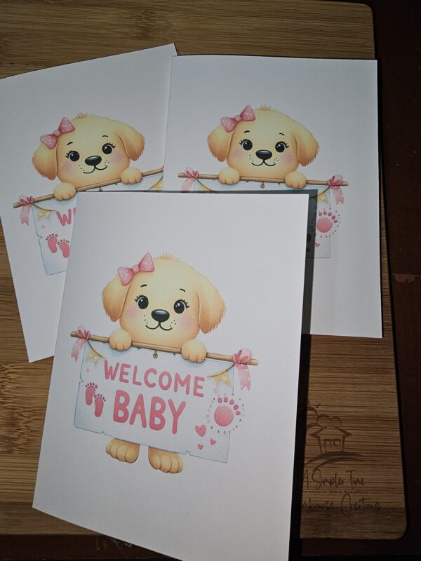 FarmhouseCreations.Store Welcome Baby - Puppy Card