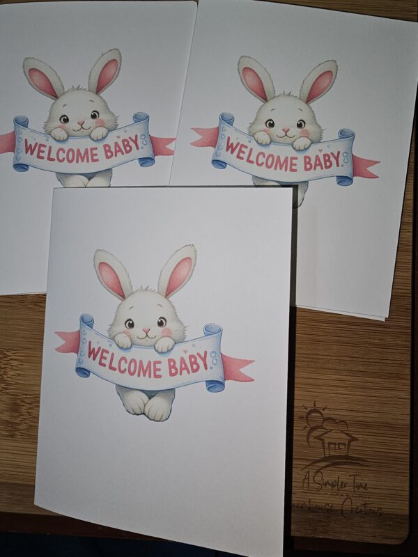 FarmhouseCreations.Store Welcome Baby - Bunny Card