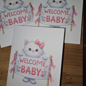 FarmhouseCreations.Store Welcome Baby - Cat Card