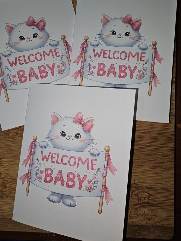 FarmhouseCreations.Store Welcome Baby - Cat Card