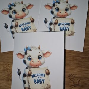 FarmhouseCreations.Store Welcome Baby - Cow Card