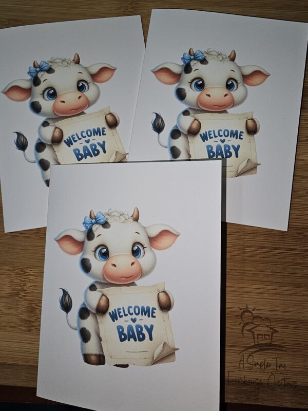 FarmhouseCreations.Store Welcome Baby - Cow Card