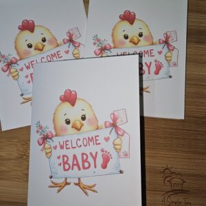 FarmhouseCreations.Store Welcome Baby - Chicken Card