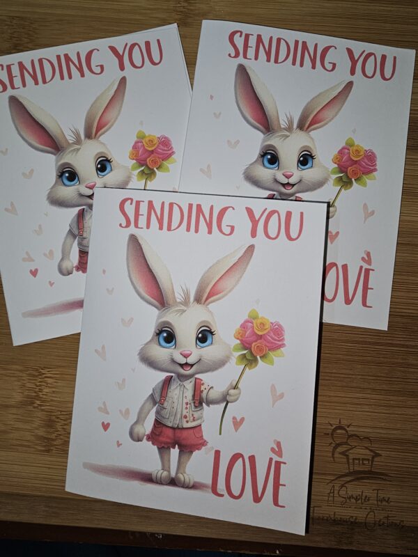 FarmhouseCreations.Store Sending You Love - Rabbit Card