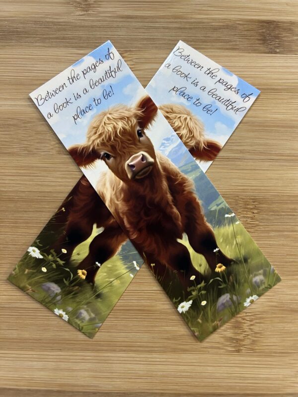 FarmhouseCreations.Store Between The Pages Of A Book Is A Beautiful Place To Be Highland Cow Bookmark