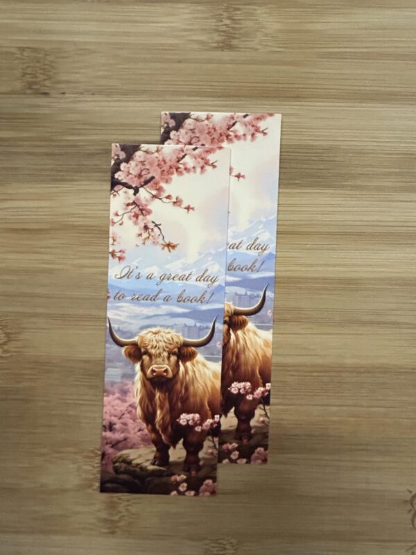 FarmhouseCreations.Store It's A Great Day To Read A Book Highland Cow Bookmark