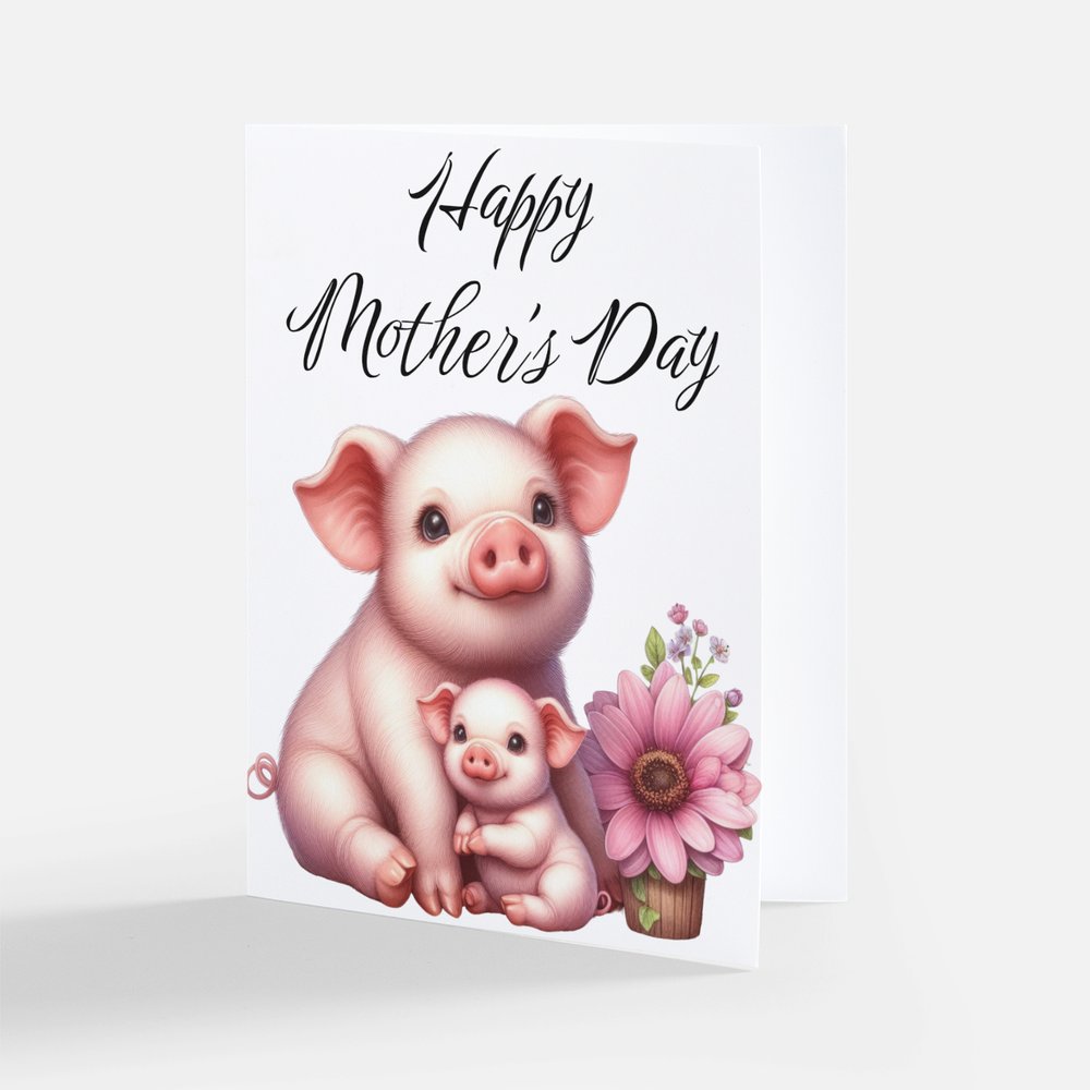 FarmhouseCreations.Store - Happy Mother's Day Pig Greeting card.