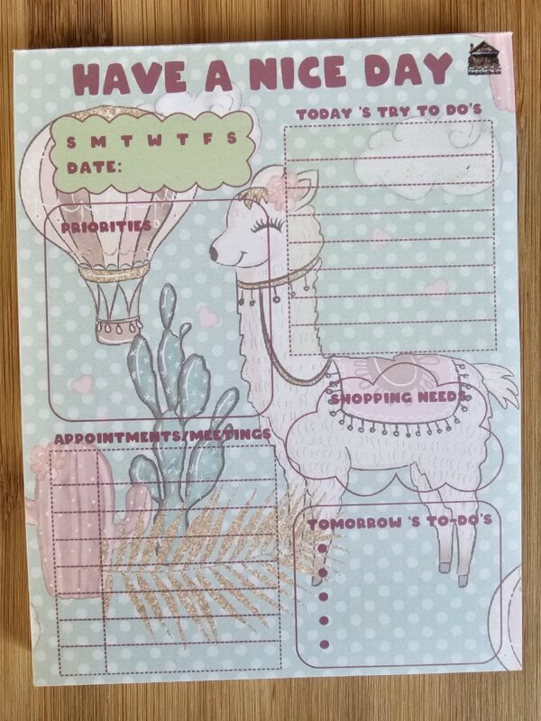 FarmhouseCreations.Store Llama Daily Planner Notepad